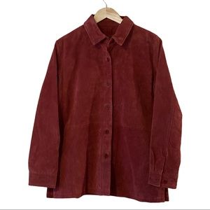 Vintage Suede Leather Button Up Coat